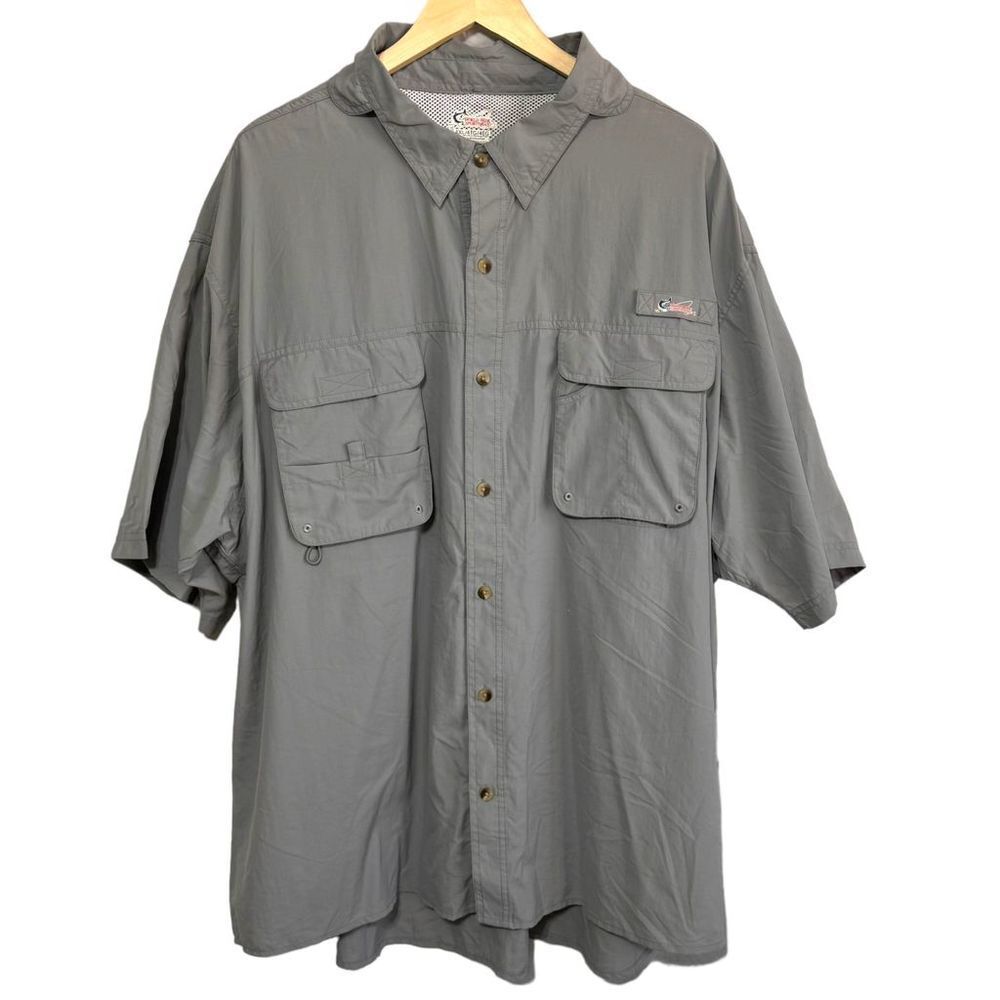 World Wide Sportsman Angler 4XL Gray Button-Up Fishing Shirt UPF 40 QuickDry Men